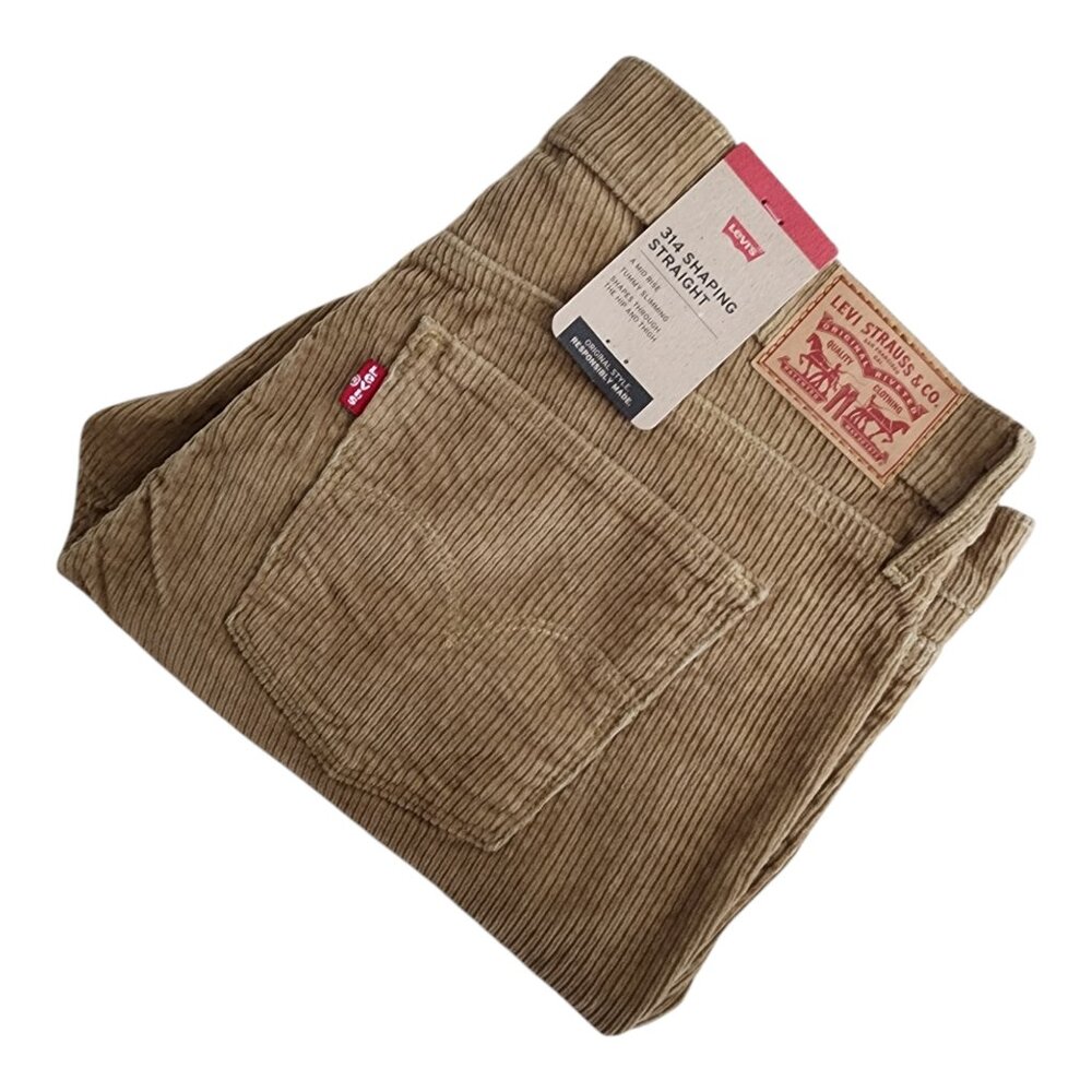 Levi's 314 Shaping Straight Corduroy Pants Women's Size 33x30 Goldish/Brown NEW
